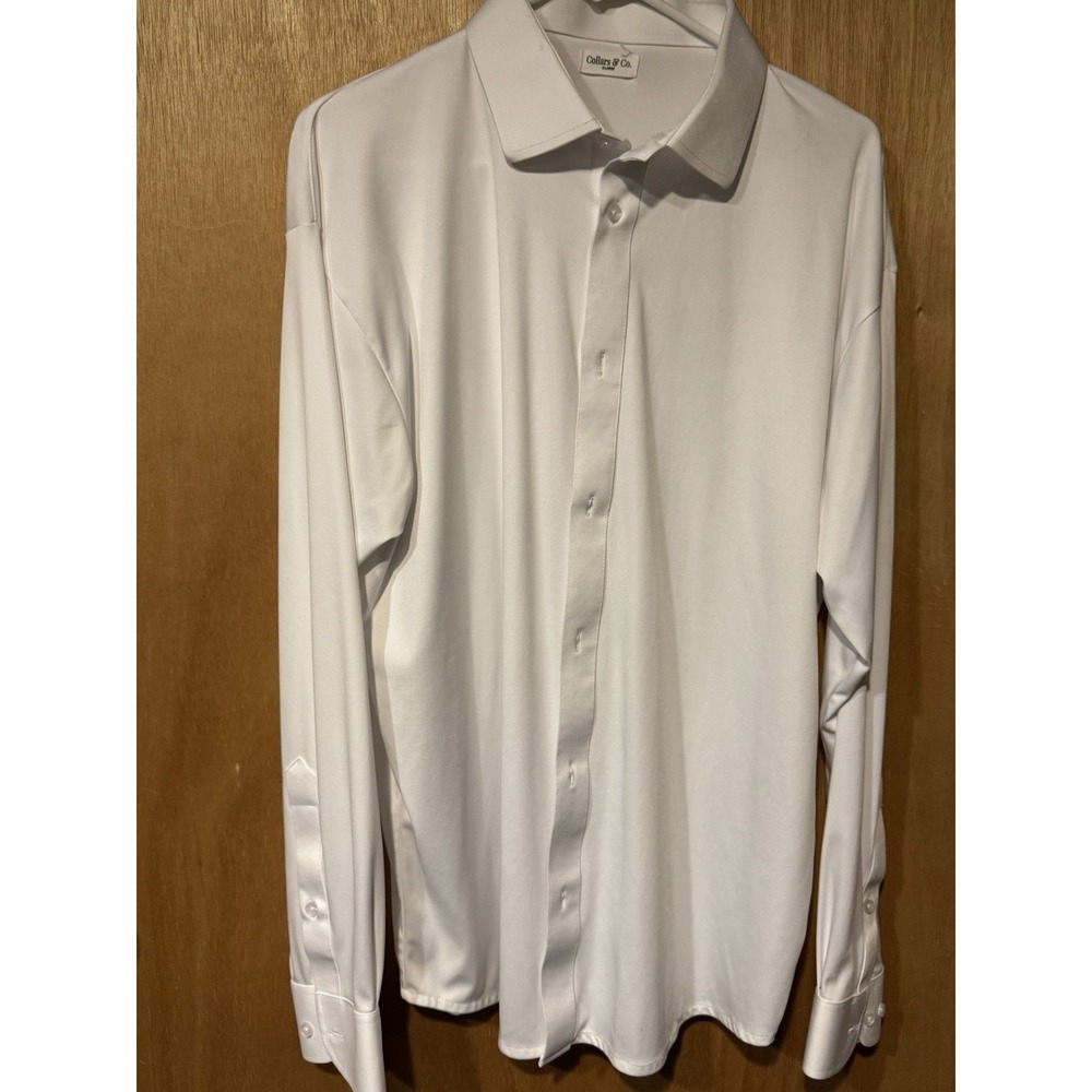 Collars And Co Shirt Men's Size XL White Button Up Performance (D)